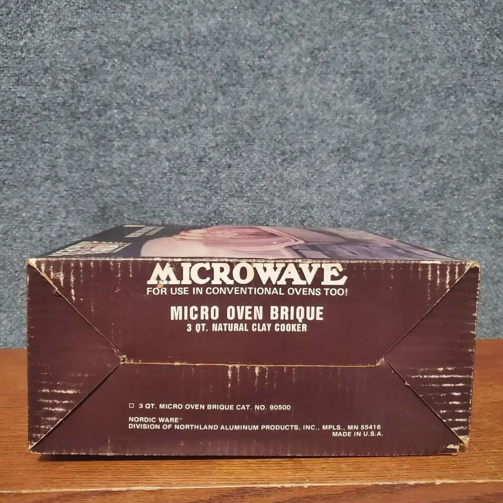 Vintage Nordic Ware Micro Oven Brique 3 Qt Natural Clay Cooker USA New Open Box